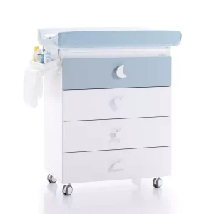 Mueble Bañera Bebé Cambiador Blanco-Azul - Bubble