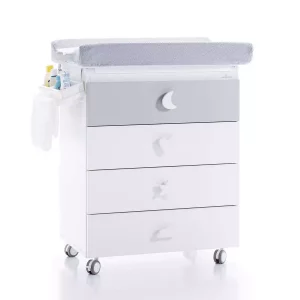 Mueble Bañera Bebé Cambiador Blanco-Gris - Bubble