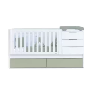 Cuna Convertible Cajones Blanca-Oliva - Sero More