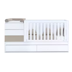Cuna Convertible Cajones Blanca-Beige - Sero Kubo