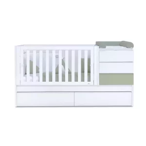 Cuna Convertible Cajones Blanca-Oliva - Sero Kubo