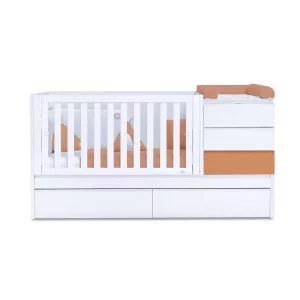 Cuna Convertible Cajones Blanca-Terracota - Sero Kubo