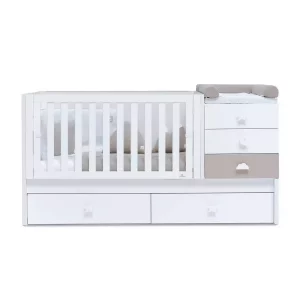 Cuna Convertible 70X140 Cajones En Blanco-Beige - Sero Bubble