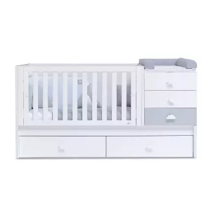 Cuna Convertible 70X140 Cajones En Blanco-Gris - Sero Bubble