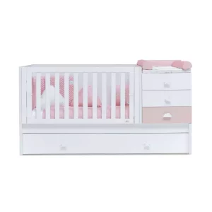 Cuna Convertible 70X140 Nido En Blanco-Rosa - Sero Bubble