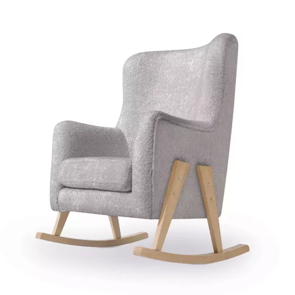 Sillón Lactancia Patas Madera En Borreguito Gris - Glam