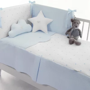 Colcha Y Protector Uzturre Bopi Azul Celeste Para Cuna 60X120