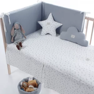 Colcha Y Protector Uzturre Flavia Azul Empolvado Para Cuna 60X120