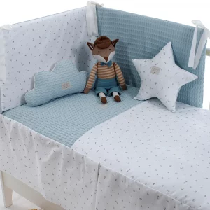 Colcha Y Protector Uzturre Renata Azul Empolvado Para Cuna 60X120