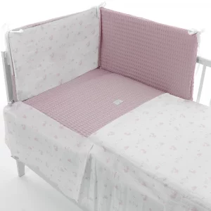 Colcha Y Protector Uzturre Telma Rosa Empolvado Para Cuna 60X120